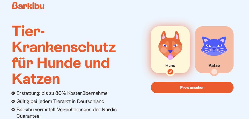 Übersichtstabelle der wichtigsten Leistungen der Barkibu Hundeversicherung