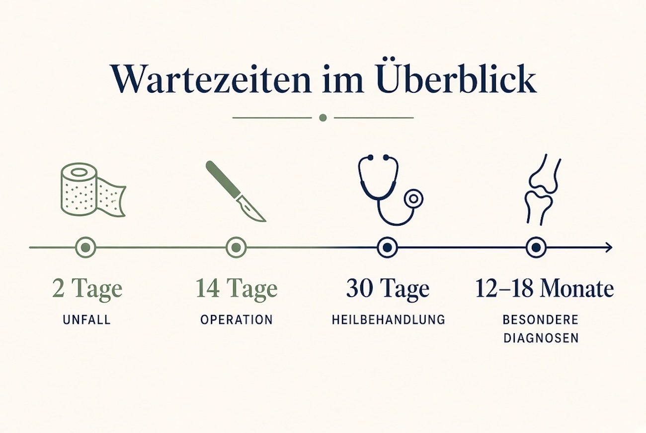 Wartezeiten bei Unfall, Operation, Heilbehandlung und besonderen Diagnosen